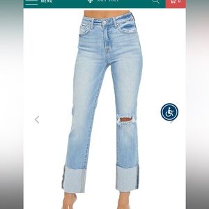 Women's Risen Wide leg cuffed jeans high rise 3/26